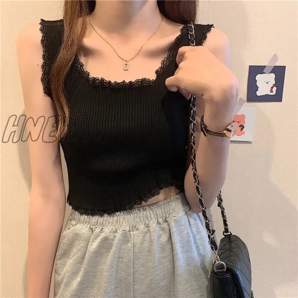 xsrrr Women Sexy Lace Up Crop Tank Tops Square Neck Plain Crop Tops Basic Solid Crop Tops Plain Short Bottomed Top Y2k Lace Tops