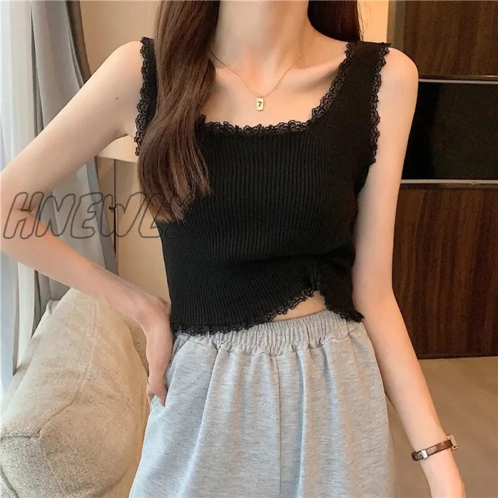 xsrrr Women Sexy Lace Up Crop Tank Tops Square Neck Plain Crop Tops Basic Solid Crop Tops Plain Short Bottomed Top Y2k Lace Tops