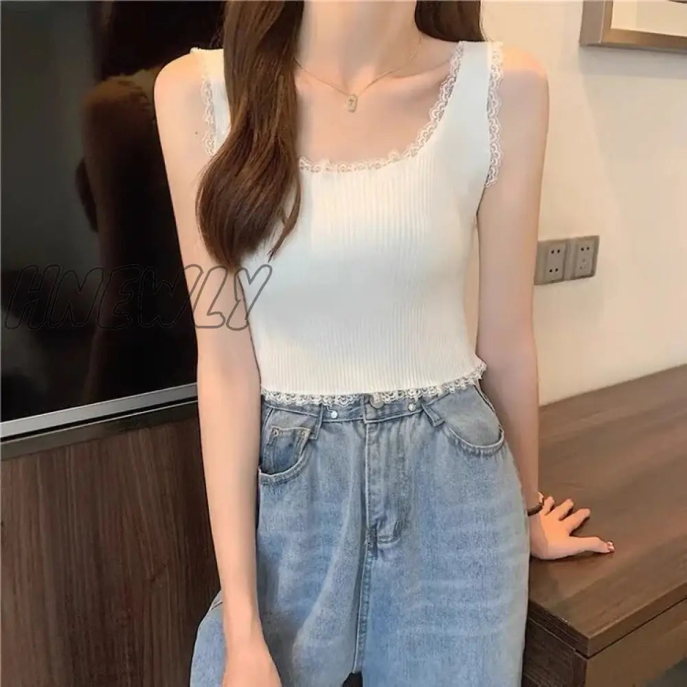 xsrrr Women Sexy Lace Up Crop Tank Tops Square Neck Plain Crop Tops Basic Solid Crop Tops Plain Short Bottomed Top Y2k Lace Tops