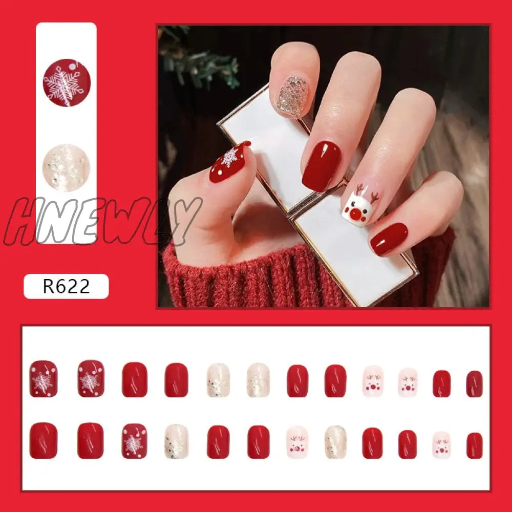 24Pcs/Box Sweet Short Round/Square Head False Nail Art Full Cover Detachable Artificial Fake Nails Ballerina Press on Nails Tips