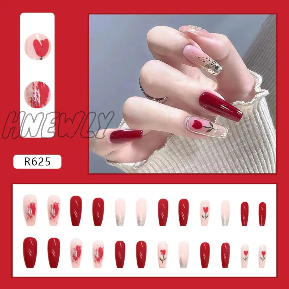 24Pcs/Box Sweet Short Round/Square Head False Nail Art Full Cover Detachable Artificial Fake Nails Ballerina Press on Nails Tips