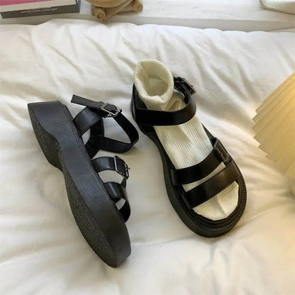 xsrrr Summer Causal Ladies Flat shoes woman Flat Platform Sandals Women Open Toe Gladiator wedges Women Shoes sandals