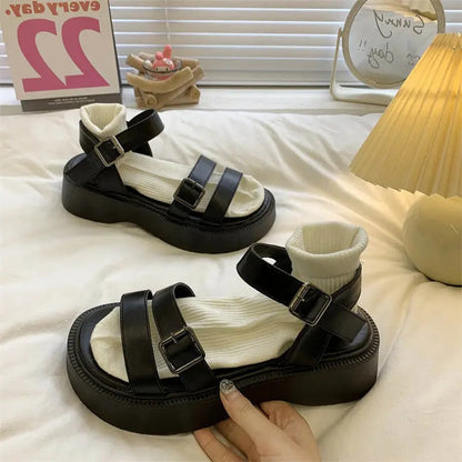 xsrrr Summer Causal Ladies Flat shoes woman Flat Platform Sandals Women Open Toe Gladiator wedges Women Shoes sandals