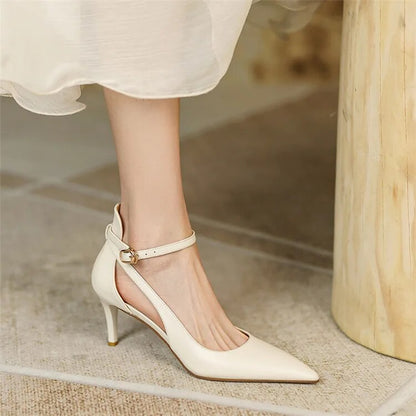 xsrrr Summer New Fashion French Fashion Ladies Pointed Toe Strap Stiletto Shoes Hollow Roman Toe Sandals Women Elegant Banquet Shoes