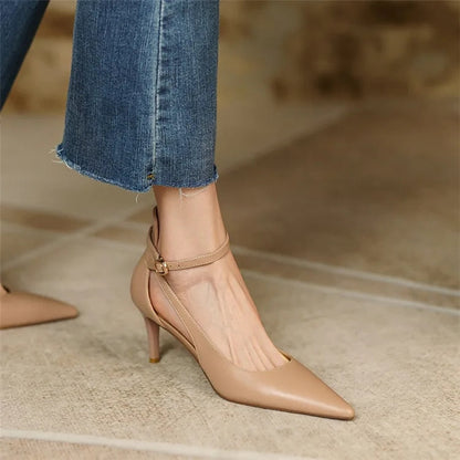 xsrrr Summer New Fashion French Fashion Ladies Pointed Toe Strap Stiletto Shoes Hollow Roman Toe Sandals Women Elegant Banquet Shoes