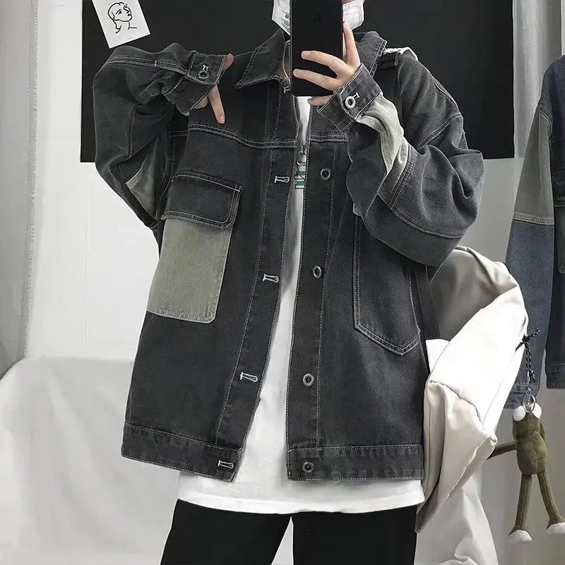 Men's Casual Oversize Denim Jacket Korean Streetwear Men Jeans Jacket Coats Casual Windbreaker Overalls Coat Outwear S-4XL