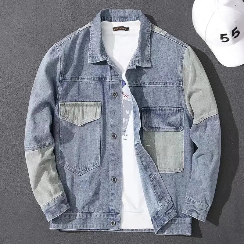 Men's Casual Oversize Denim Jacket Korean Streetwear Men Jeans Jacket Coats Casual Windbreaker Overalls Coat Outwear S-4XL