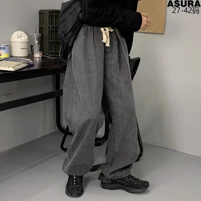 Mens Streetwear Baggy Jeans Men Y2K Oversized Wide Leg Punk Denim Pants Korean Fashion Trousers Blue Jeans For Men Cargo Pants