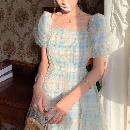 xsrrr DRESS TO IMPRESS Elegant Fairy Long Dress Women Sweet Mesh Designer Print Vintage Dress Summer Korean Chiffon Evening Party Dresses Wedding