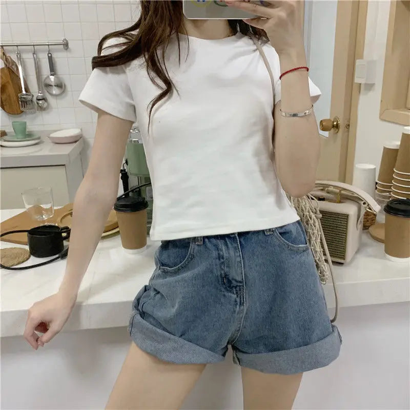 Hnewly Pure Cotton Tops Autumn Korean Lantern Puff Sleeve T-shirt Aesthetic Women's T Shirts Winter Woman Tshirts Clothing Long