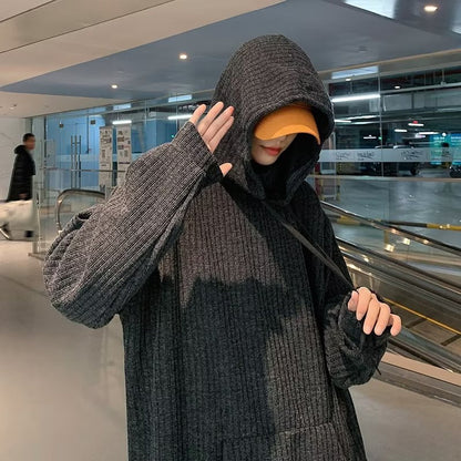 mens winter fashion Turtleneck Hooded Sweater Men's Spring and Autumn Lazy Style Sweater Oversize Men's Coat