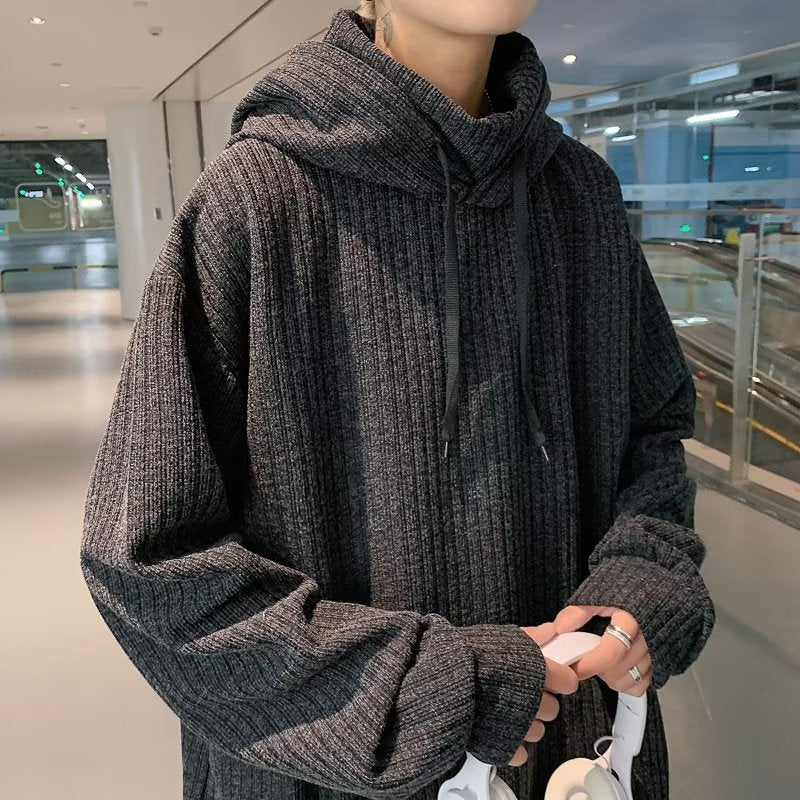 mens winter fashion Turtleneck Hooded Sweater Men's Spring and Autumn Lazy Style Sweater Oversize Men's Coat