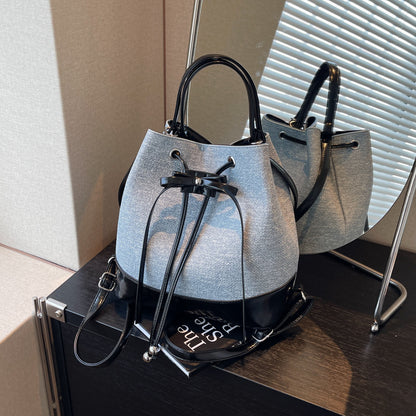 XSRRRSHOP 2025 This year, the popular contrasting color large-capacity bag popular new women's double shoulder back bag multi-purpose single shoulder crossbody bucket bag