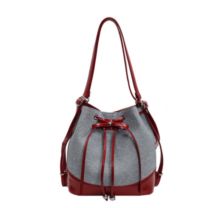 XSRRRSHOP 2025 This year, the popular contrasting color large-capacity bag popular new women's double shoulder back bag multi-purpose single shoulder crossbody bucket bag