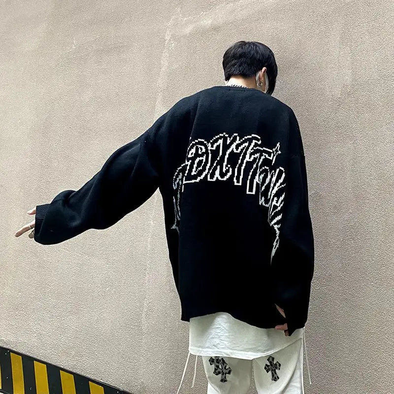 Sweater With Hearts Korean Fashion Men Men's Clothes Winter Trend Knit Harajuku Hip Hop Women's Oversize Print Clothing Sweaters