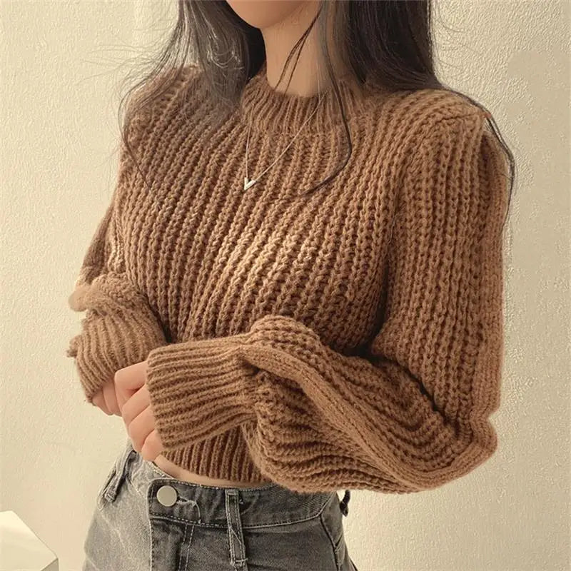 xsrrr FALL OUTFIT Loose Vintage Harajuku Lantern Long Sleeve Women Sweater Korean Autumn Knit Soft Warm Top Chic Pullovers Solid Femme Sweater