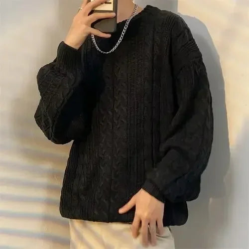 Knitwear Wool Knitted Sweater Men O Neck Knitted Long Sleeve Mens Oversized Pullover Basic Solid Color Casual Fashion Men's Tops