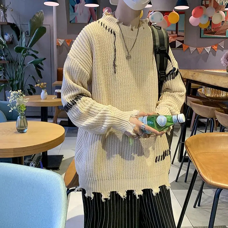 Sweater With Hearts Korean Fashion Men Men's Clothes Winter Trend Knit Harajuku Hip Hop Women's Oversize Print Clothing Sweaters