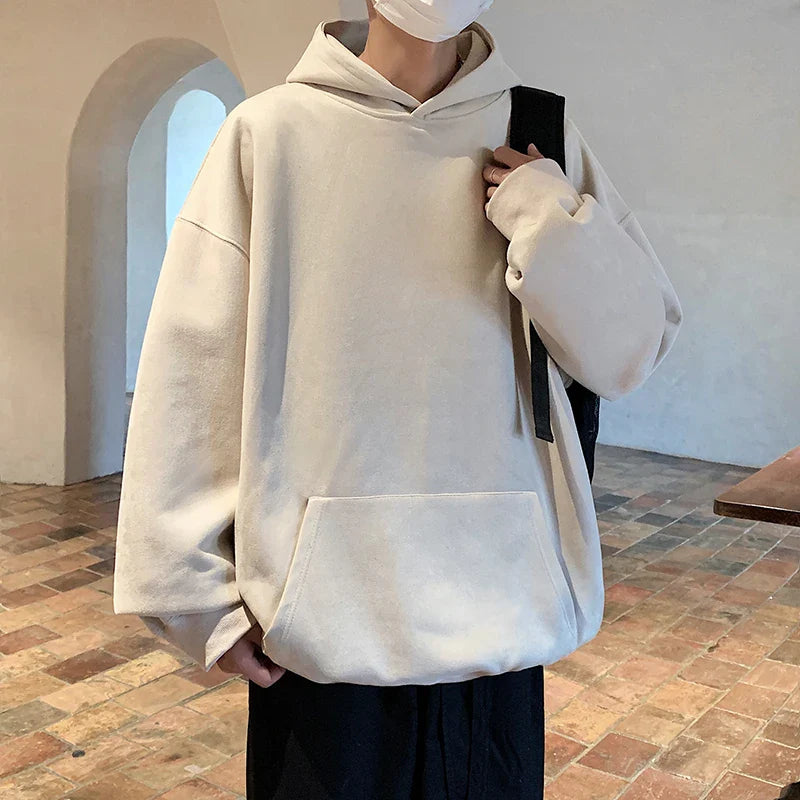 Autumn New Solid Hoodie Men Harajuku Fashion Casual Oversized Hoodies Couples Loose Hooded Streetwear Sweatshirt 5XL