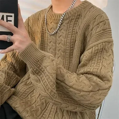 Knitwear Wool Knitted Sweater Men O Neck Knitted Long Sleeve Mens Oversized Pullover Basic Solid Color Casual Fashion Men's Tops