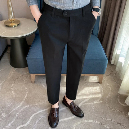 Thick Men's Suit Pants Autumn Winter Brushed Woolen Loose Slim Solid Youth Pants Trend Casual Business Pencil Trousers Oversized