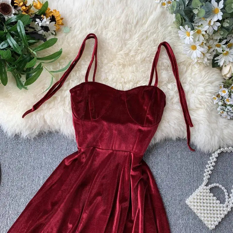 xsrrr NEW YEAR DRESS TO IMPRESS Chic Fashion Sexy Straps Mini Dress Women High Waist Y2K Christmas Red Party Dress Korean Streetwear Autumn Vestidos