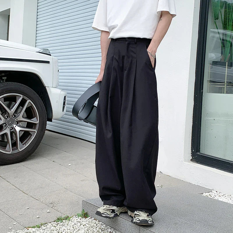 Oversized Black Suit Pants Men Fashion Social Mens Dress Pants Korean Loose Wide Leg Pants Mens Office Formal Trousers M-3XL