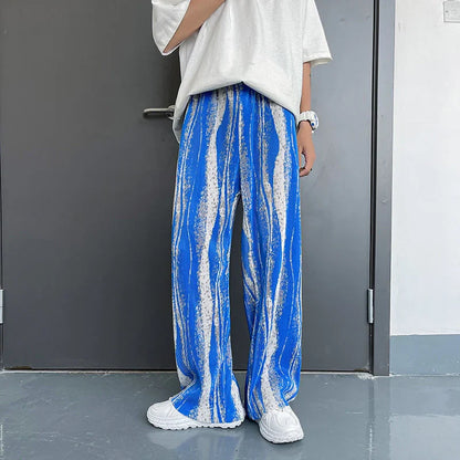 Mopping Casual Pants Mens Spring Summer Oversize Fashion Sports Trousers Printed Loose Pants Straight Wide Leg Sweatpants S-5XL