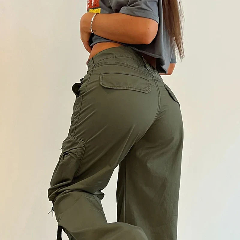 xsrrr y2k Streetwear Pockets Cargo Pants Harajuku Low Rise Baggy Straight Pants Loose Korean Fashion Trousers Aesthetic Womens