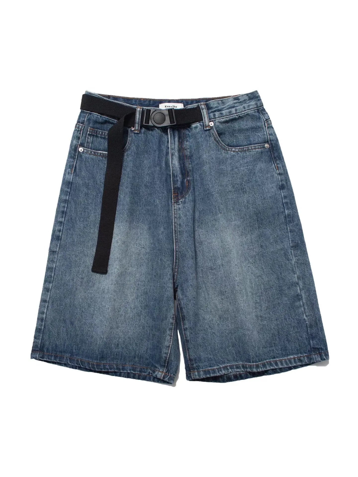 High Street Retro Blue Jeans Shorts Summer New Baggy Wide Leg Denim Half Pants Fashion Streetwear Y2k Clothing Oversize Man