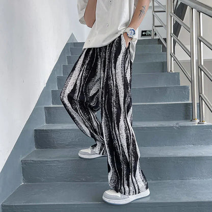 Mopping Casual Pants Mens Spring Summer Oversize Fashion Sports Trousers Printed Loose Pants Straight Wide Leg Sweatpants S-5XL