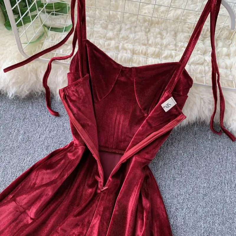 xsrrr NEW YEAR DRESS TO IMPRESS Chic Fashion Sexy Straps Mini Dress Women High Waist Y2K Christmas Red Party Dress Korean Streetwear Autumn Vestidos