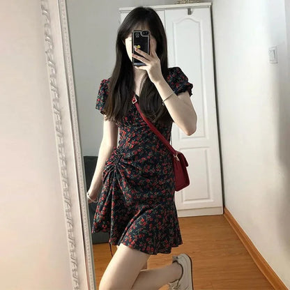 xsrrr DRESS TO IMPRESS Female Dresses Floral Flower Women's Dress Soft Aesthetic Offer Original Hot New In Vintage Xxl Retro Fashion Summer 2024 Loose