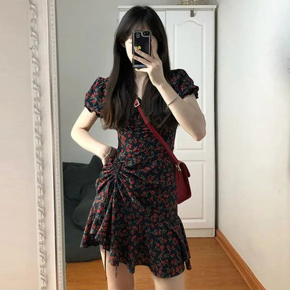 xsrrr DRESS TO IMPRESS Female Dresses Floral Flower Women's Dress Soft Aesthetic Offer Original Hot New In Vintage Xxl Retro Fashion Summer 2024 Loose