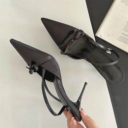 xsrrr Spring Sexy Pointed Toe Buckle Strap Women Pumps Sandals Thin High Heels Party Stripper Dance Mules Ladies Shoes