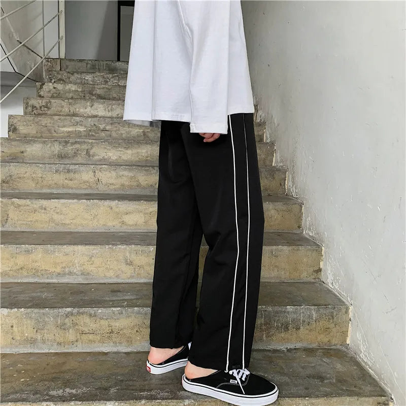 Black Casual Pants Men Fashionable Oversized Sports Pants Men Streetwear Hip-hop Loose Wide Leg Pants Mens Joggers Trousers