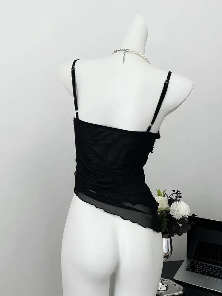 xsrrr Fashion Design Sexy Tank Tops Sleeveless Gyaru Coquette Clubwear Vest Gothic High Street Camisole Spring Summer 2000s Aesthetic