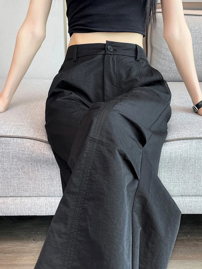 xsrrr Pure Color High Waist Slim Chic Two Ways To Wear Sweatpants Women Summer New Simple Casual Fashion Loose XS-2XL Female Y2K Pants