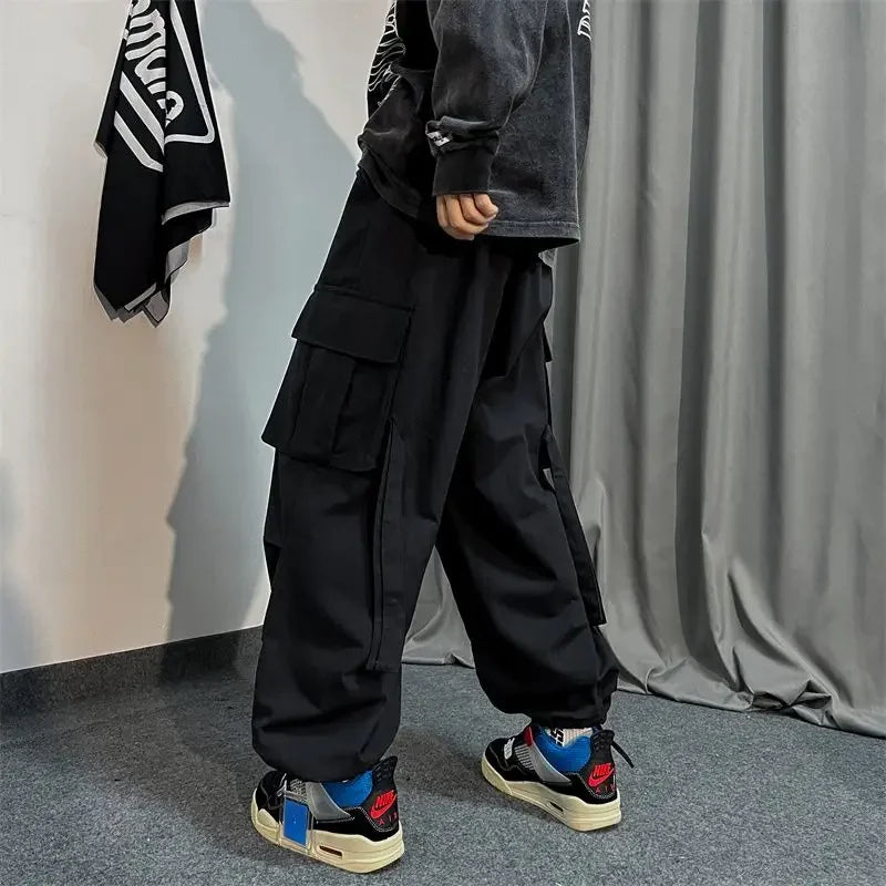 Black Cargo Pants for Men Oversize Cargo Trousers Male Green Loose Casual Japanese Streetwear Hip Hop Pocket Big Size