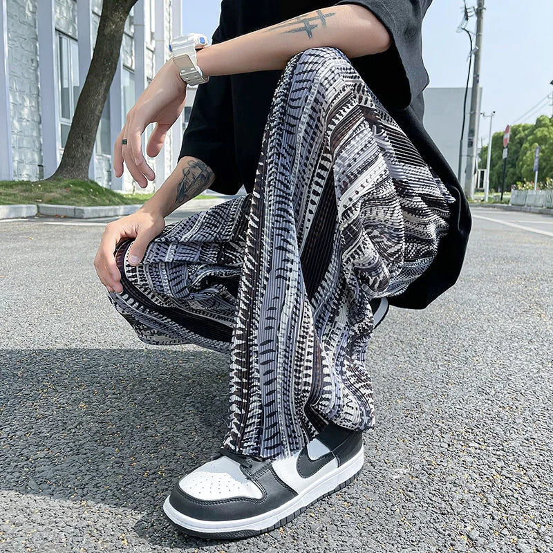 Mopping Casual Pants Mens Spring Summer Oversize Fashion Sports Trousers Printed Loose Pants Straight Wide Leg Sweatpants S-5XL