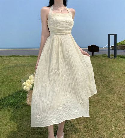 xsrrr DRESS TO IMPRESS Summer 2024 Fashion Retro Evening Party Midi Dress Women Elegant Princess Embroider Vestidos Female Korean Design Slim Clothes