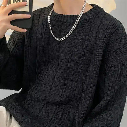 Knitwear Wool Knitted Sweater Men O Neck Knitted Long Sleeve Mens Oversized Pullover Basic Solid Color Casual Fashion Men's Tops