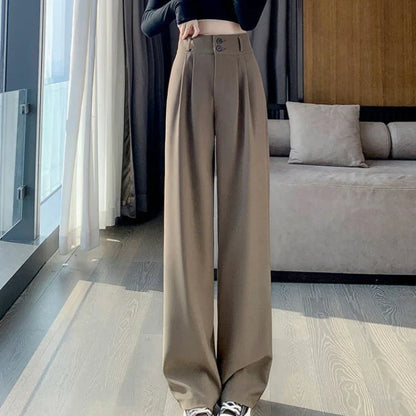 xsrrr Women’s Wide Leg Pants Women Korean Style High Waist Black Trouser Office Ladies Fashion Loose Grey Suit Trousers Streetwear