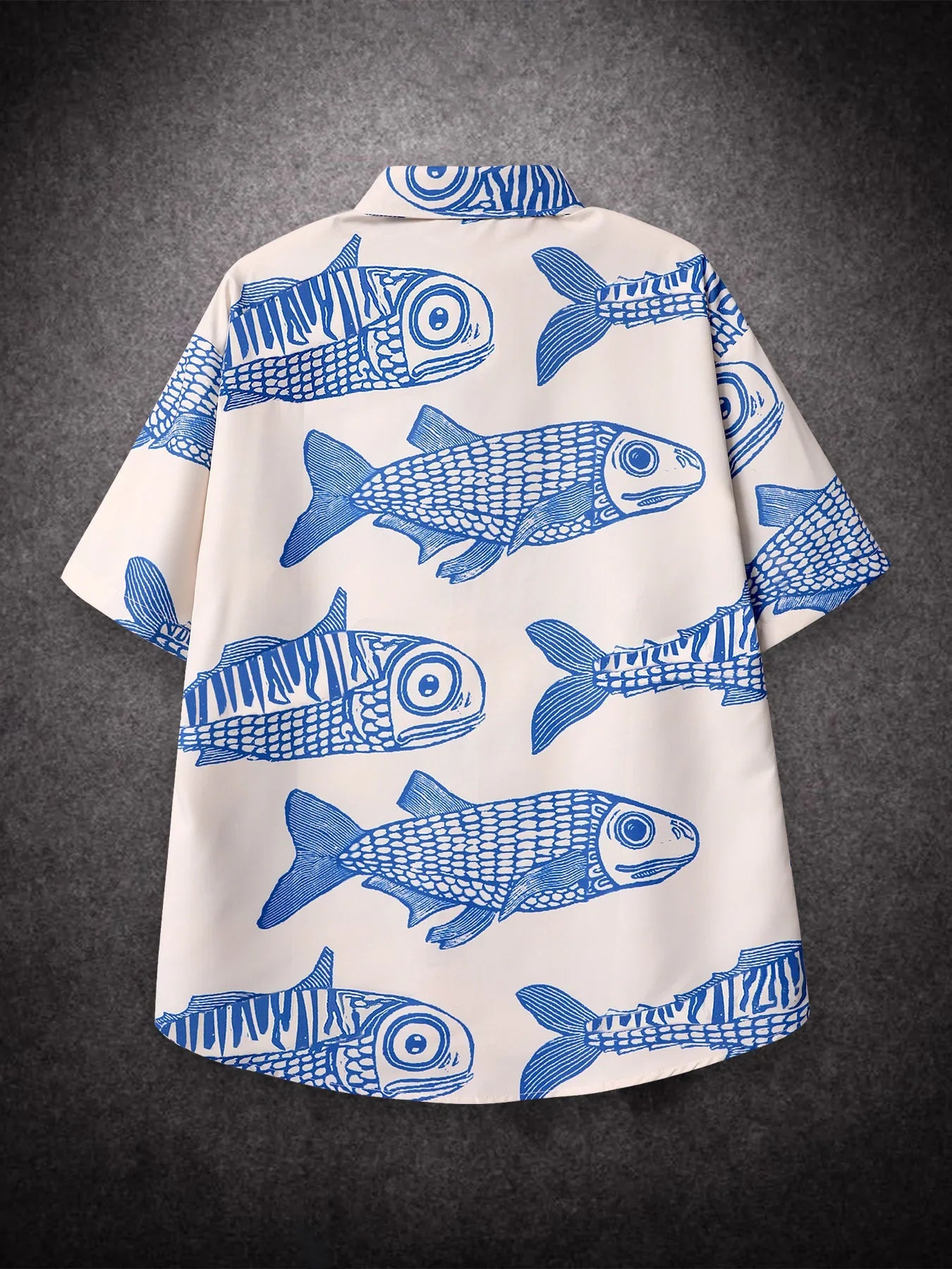 Oversized Loose Men Shirt American Style Summer Fried Street Fashion Small Fish Print New Personalized Mens Casual Shirts