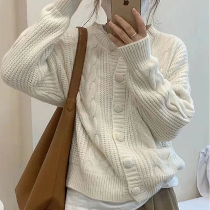 xsrrr Ladies Sweaters Winter Button Kawaii Knitted Top for Women Yellow Cute Cardigan Designer Y2k Fashion Korea Korean Luxury Jumper