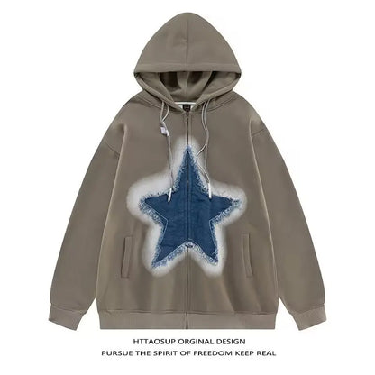 Men's Hoodies Sweatshirt Women's Oversized Sweatshirts with zipper Harajuku Casual Style Y2k Star Coat Streetwear Hip Hop Jacket