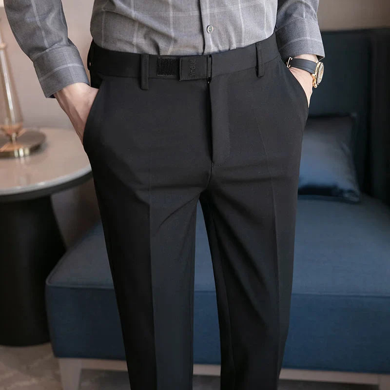 Slim business suit pants men oversize loose straight pants solid color casual embroidery all-match classic trousers four seasons