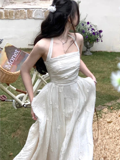 xsrrr DRESS TO IMPRESS Summer 2024 Fashion Retro Evening Party Midi Dress Women Elegant Princess Embroider Vestidos Female Korean Design Slim Clothes