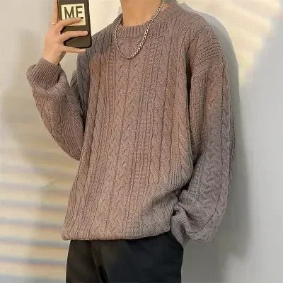 Knitwear Wool Knitted Sweater Men O Neck Knitted Long Sleeve Mens Oversized Pullover Basic Solid Color Casual Fashion Men's Tops