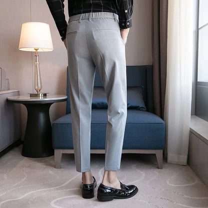 Slim business suit pants men oversize loose straight pants solid color casual embroidery all-match classic trousers four seasons